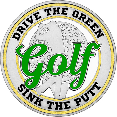 Green "Golf" with Gold Outer Circular Borders